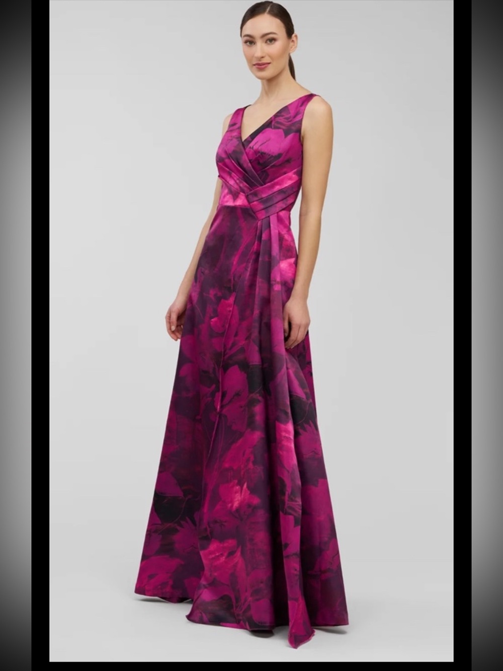 Kay Unger Crepe Satin Cecilia Gown, Purple, Sz 8, New Without Tag
